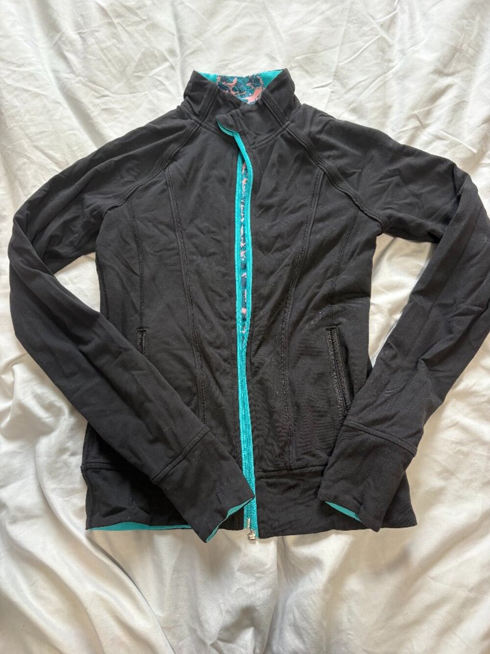 Ivivva Reversible Turquoise and Black Zip-Up Jacket - size 10